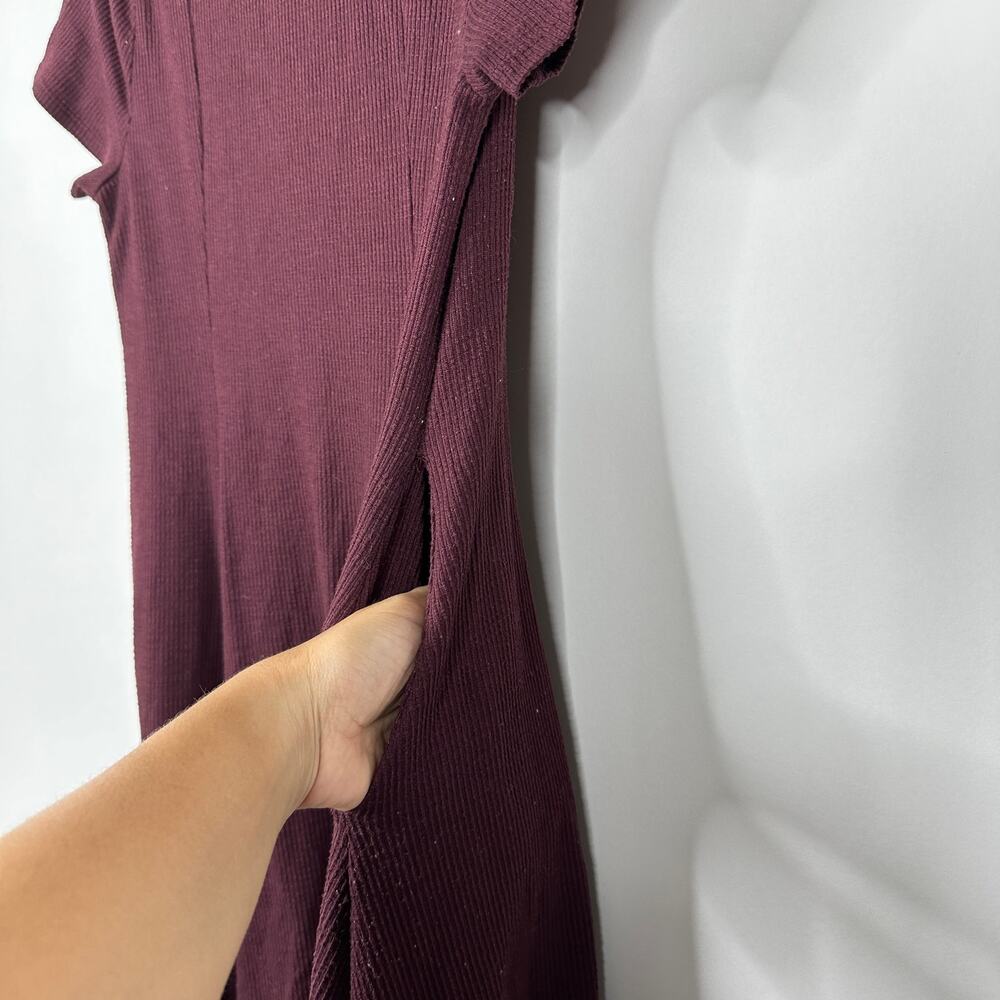 2/$30 Torrid Mini Slub Rib Fluted Dress M/L Winetasting Ruched Sweetheart #7569 - Picture 11 of 16